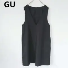 ジーユー】ジャンパースカート ノースリーブワンピ 深Vネック 裏地付き 着回し