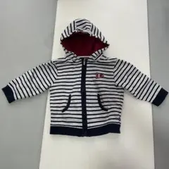 obaibi 80cm フード付きパーカー　ボーダー　グレー　秋服　上着