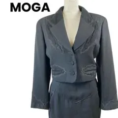 MOGA ダーク ブラック刺繍ジャケット スカートセットアップ