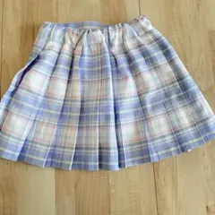 パープル系チェック　プリーツスカート　しまむら　120