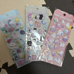 動物キャラクター立体シール3シートセット