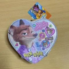 しまむら　ズートピア　ニック・ワイルド　ハート型　ショルダー付きダイカットポーチ