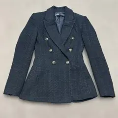 ZARA ブラック　ツィードジャケット XS