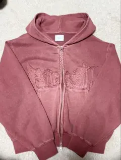 ピンク ジップアップ スウェットパーカーBLESSU