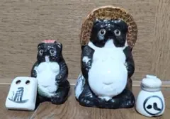 たぬきの置物　陶器製　夫婦のサムネイル
