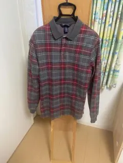 USA製　LANDS’END チェック 長袖ポロシャツ