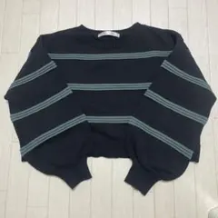 レディース　セーター　黒　ボーダー