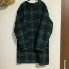 woo ワンピース　　厚手　　冬物　グリーン×紺
