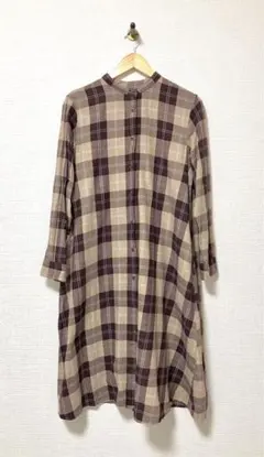 ユニクロ　チェック　ワンピース　ロング　綿