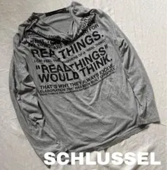 美品　SCHLUSSEL ドレープ　カットソー メッセージ　変形　お兄系のサムネイル