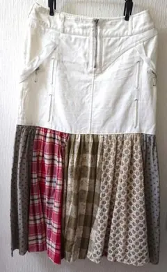 ♡一点物♡リメイクデニム　 パッチワークロングスカート　マルチパターン