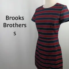 Brooks Brothers　半袖　ワンピース　０　ボルドー　ストライプ