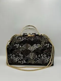 和柄金襴【ハンドメイド】がま口バッグ　#B187