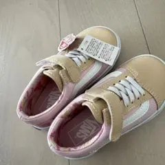 VANS ピンク ベージュ 迷彩 スニーカー　17cm