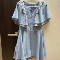 水色 レース付きカーディガン風ワンピース Mサイズ axes Femme