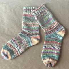 マルチカラーストライプニットソックス