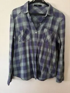 AZUL by moussy チェック長袖シャツ