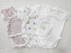 UNIQLO コットンメッシュボディースーツ 半袖前開き 3枚セット 60cm