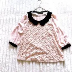 CECIL McBEE セシルマクビー　七分袖シャツ　ブラウス　M ピンク　花柄
