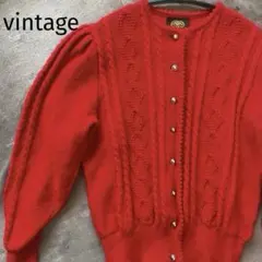ユーロヴィンテージ　ハンドニットカーディガン　チロリアン　パフスリーブ