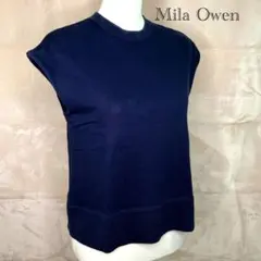 【ミラ オーウェン】 ノースリーブカットソー 綿100% 黒紺無地【 F 】