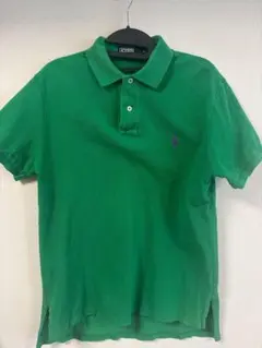 【定番】ラルフローレン ポロシャツ L カスタムフィット グリーン×紫ポニー