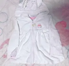 メゾピアノウサギ刺繍付きホワイトパーカー80〜90