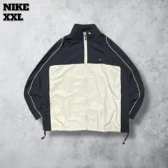 NIKEナイキ00sナイロンジャケット刺繍ロゴベージュXXLオーバーサイズ古着