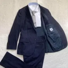 ✨美品✨ ザスーツカンパニー　セットアップスーツ　A5　ネイビー　ストライプ　M