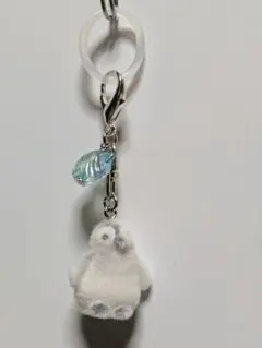 子ペンギンと貝殻のめじるしチャーム キーホルダー