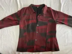 赤と黒の抽象模様 長袖シャツ シニア 婦人服 古着