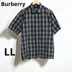 美品 Burberry London総柄ノバチェック シャツ 半袖 ブラック