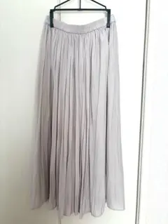 【ナチュラルビューティーベーシック】ライトグレー ロングスカート