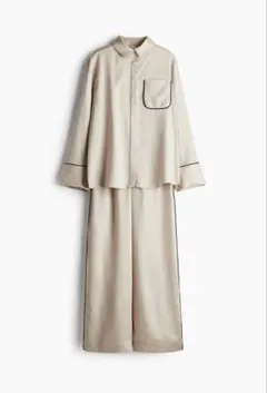 H&M ベージュ 長袖 サテンパジャマのサムネイル