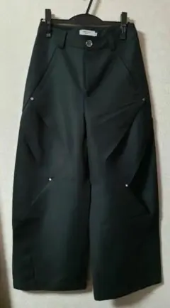 Pleated loose rivet wide pants 変形パンツ