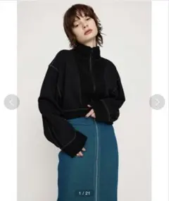 SLY リバーシブル シーム ジップ クロップ スウェット トップス