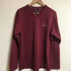 美品　刺繍ロゴ　Karl Kani バーガンディ Vネック メンズXL相当のサムネイル
