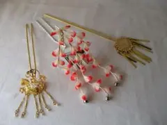 未使用　かんざし　髪飾り　3本セット　デッドストック　和装　昭和レトロ