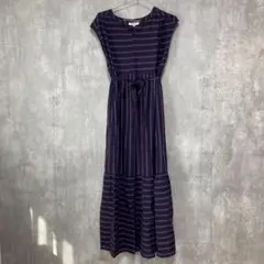 NATURAL BEAUTY BASIC ネイビー ストライプ ロングワンピース