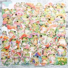【№680】カエル ５０枚 フレークシール かえる