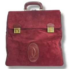 希少 Cartier マストライン スエード バッグ Vintage A4 ロゴ