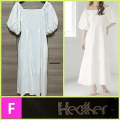 レディース ヘザー ロングワンピース 半袖 無地 ホワイト 清楚 カジュアル F