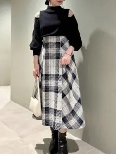 ロービングチェックミディスカート