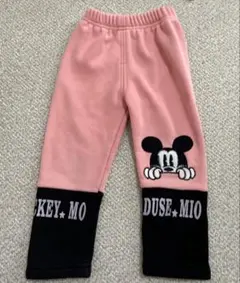 ディズニー　ミッキー　80 ピンク　裏起毛