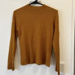 アースミュージックアンドエコロジー リブ編み マスタード 長袖 ハイネック