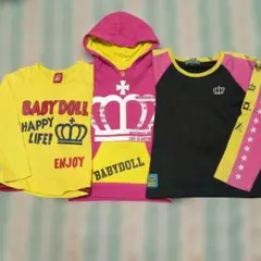 BABYDOLL フード付きトレーナーとＴシャツ3点セット