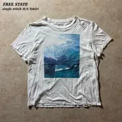 FREE STATEプリント半袖Tホワイト古着シングルステッチ90s美品CBOY