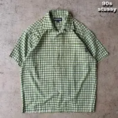 90s stussy 半袖シャツ オープンカラーシャツ 紺タグ
