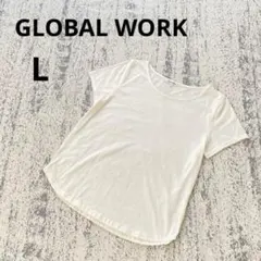 グローバルワーク クルーネック Tシャツ L 白 半袖 シンプル 定番 着回しのサムネイル