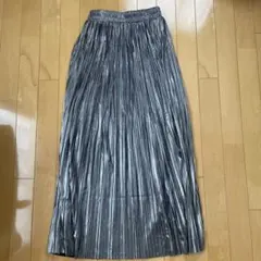 ロングスカート プリーツスカート シルバー